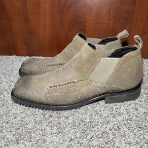 Aston Grey Chelsea Collection Ankle Boots Brown Leather Suede Square Toe Sz 9